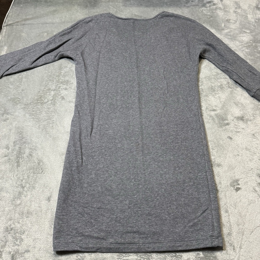 James Perse Womens 3/4 Sleeve V Neck Mini Dress in Gray Terry Fleece Size 1 (S) - Picture 6 of 9